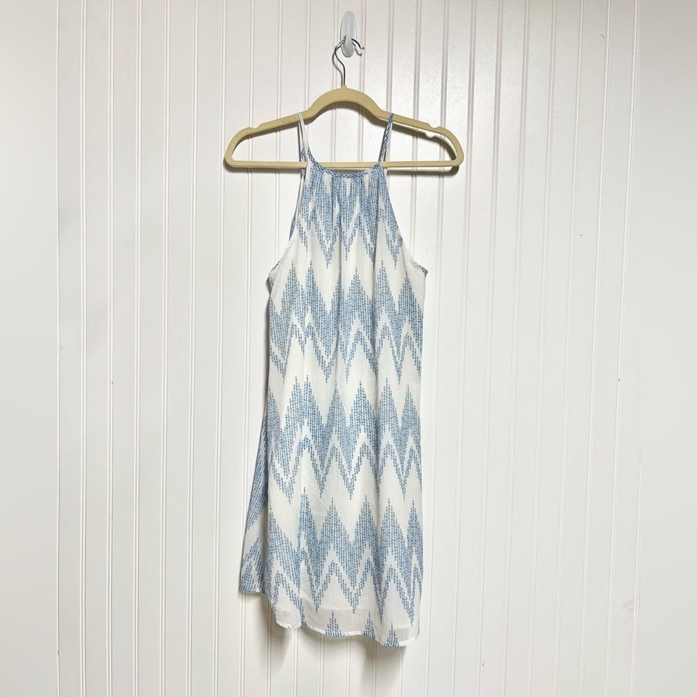 Three Eighty Two Rylan Zig Zag White Blue Dress S… - image 3